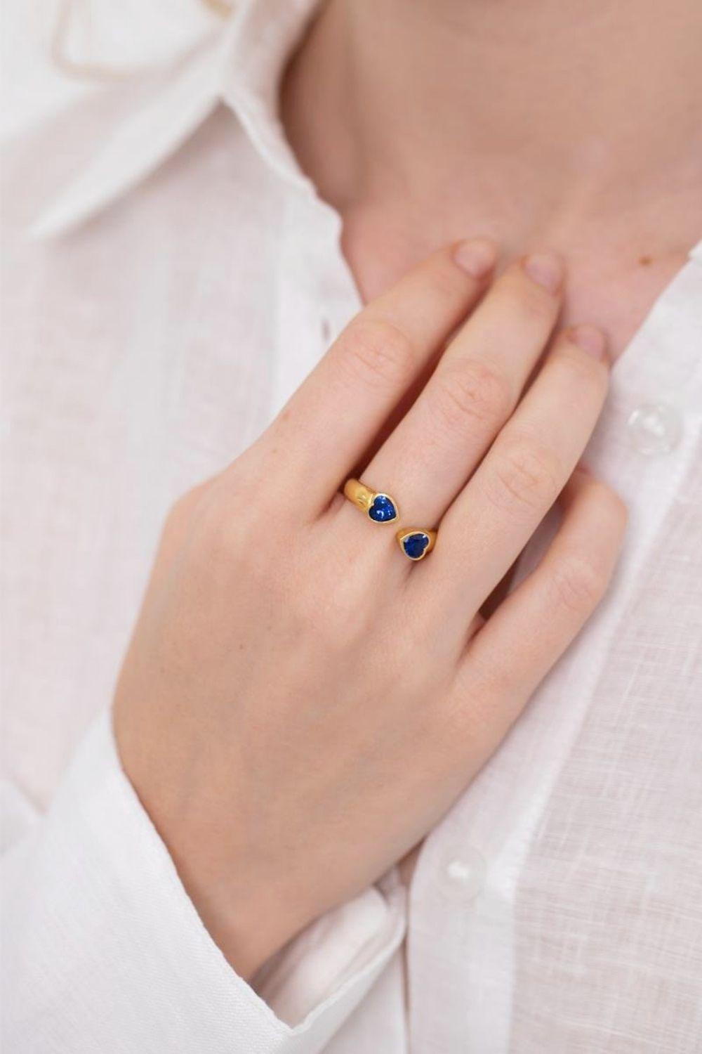 Linya Jewellery-Kalpli Lacivert Taşlı Yüzük-Yüzük-2-Milagron.com