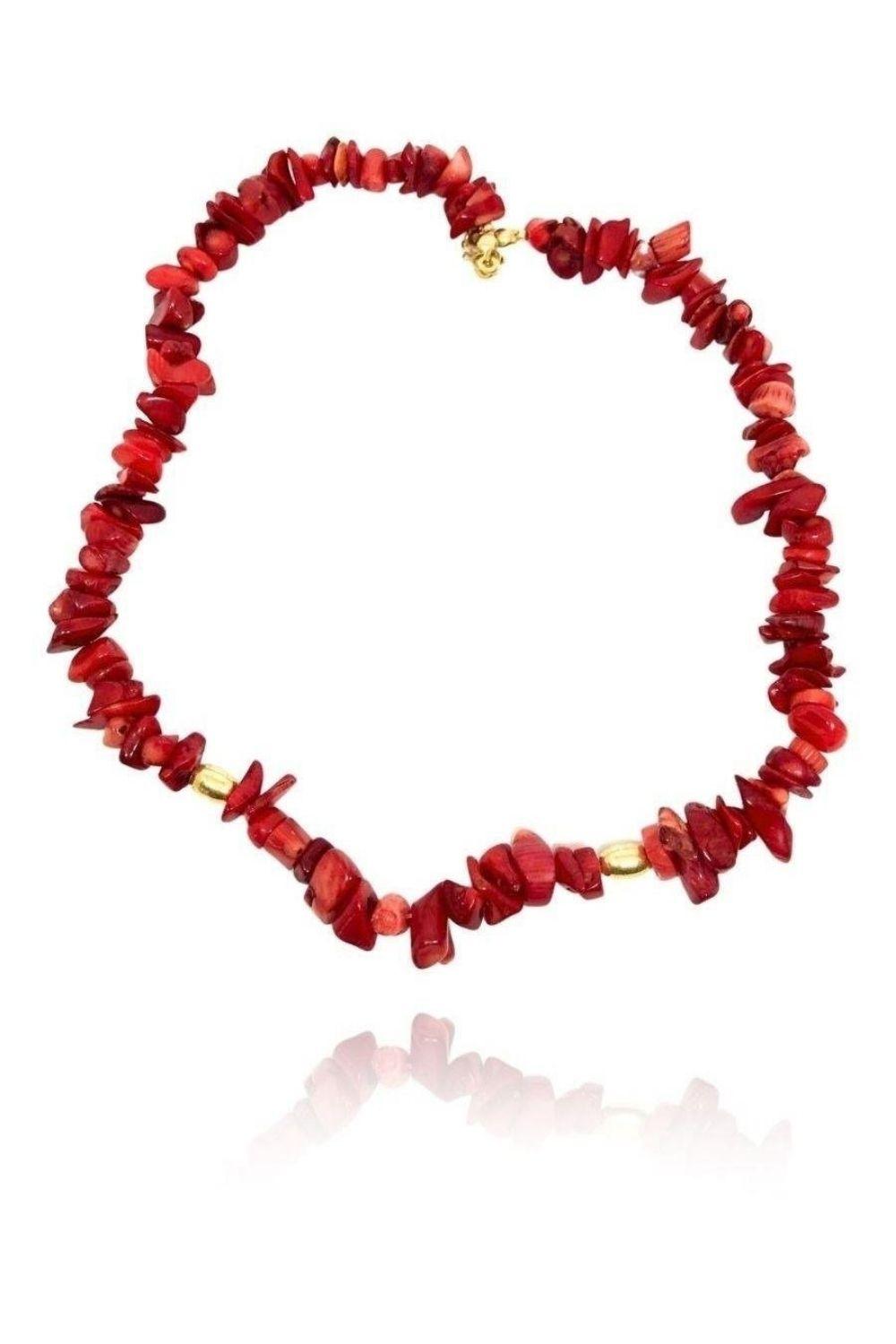Linya Jewellery-Kırmızı Mercan Gümüş Toplu Kolye-Kolye-1-Milagron.com