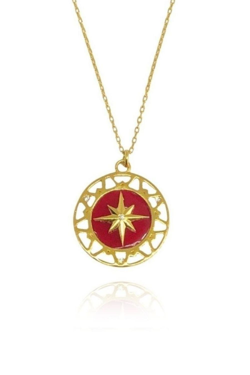 Linya Jewellery-Kırmızı Mineli Kutup Yıldız Kolye-Kolye-3-Milagron.com
