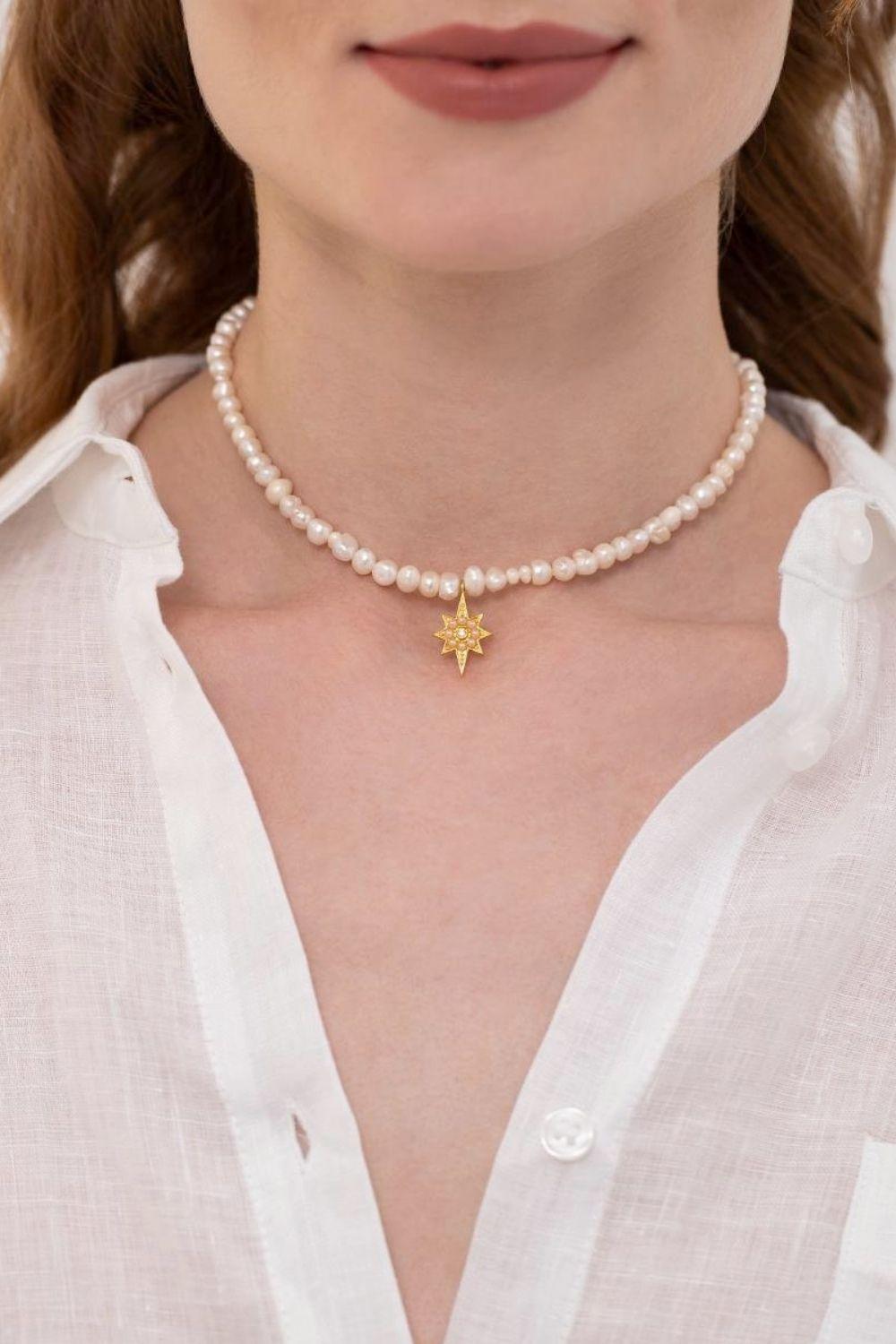 Linya Jewellery-Kutup Yıldızı İnci Kolye-Kolye-3-Milagron.com