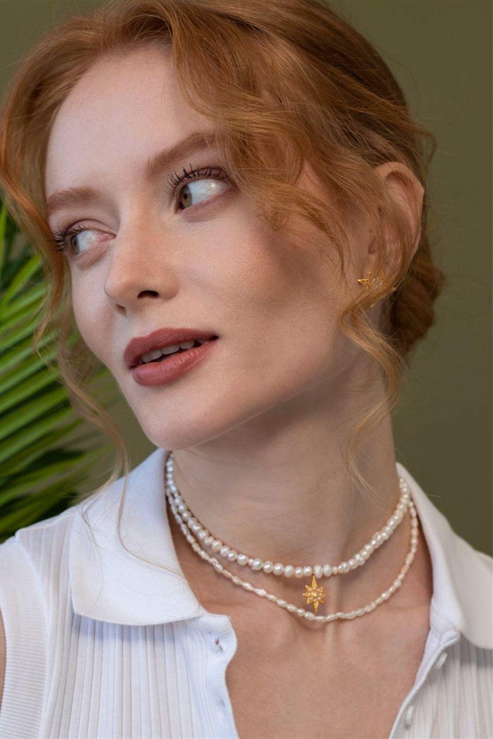 Linya Jewellery-Kutup Yıldızı İnci Kolye-Kolye-4-Milagron.com