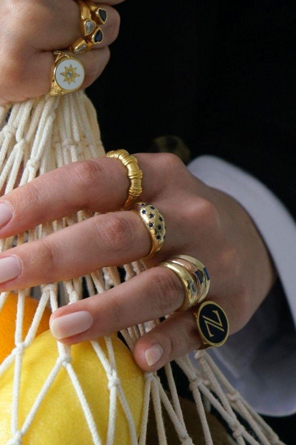 Linya Jewellery-Lacivert Taşlı Bom Yüzük-Yüzük-2-Milagron.com