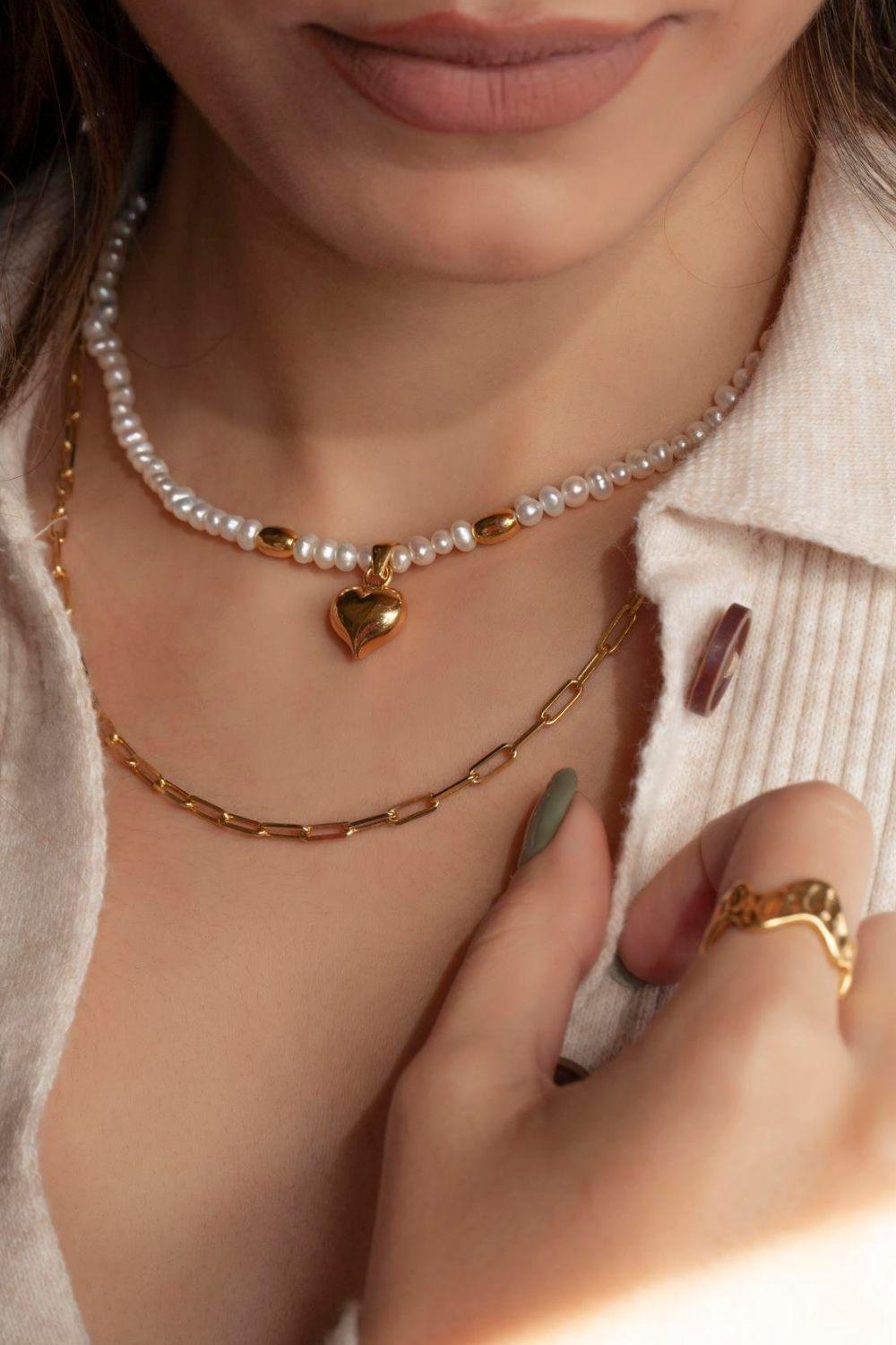 Linya Jewellery-Letsy Kalp İnci Kolye-Kolye-4-Milagron.com