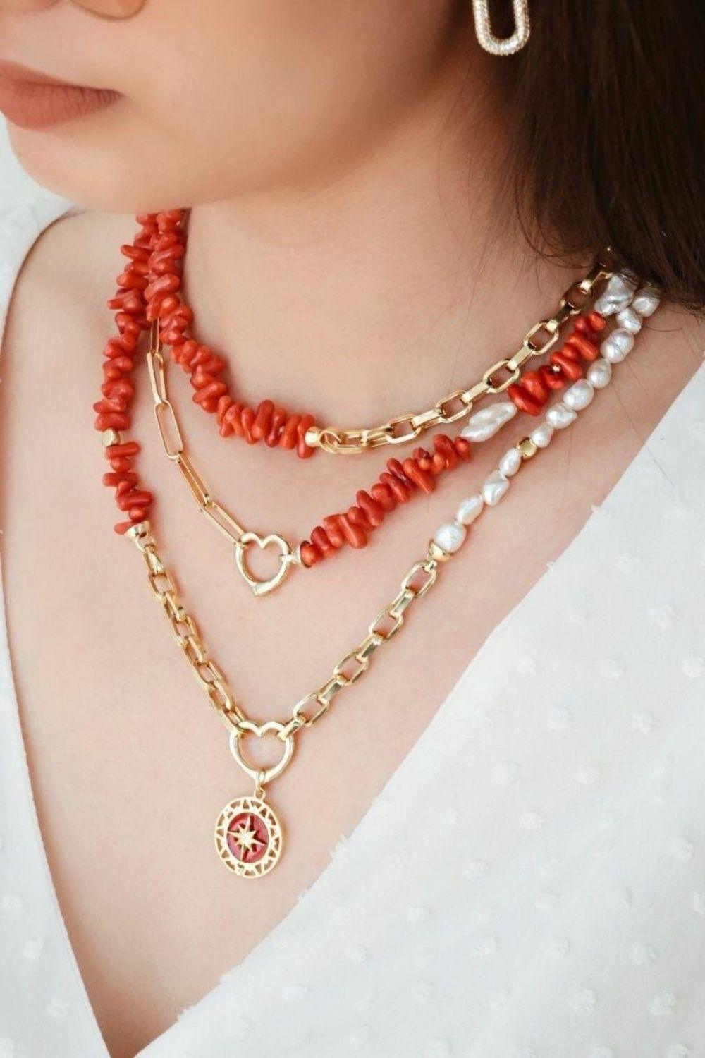 Linya Jewellery-Love Zincir Mercan İnci Kolye-Kolye-2-Milagron.com