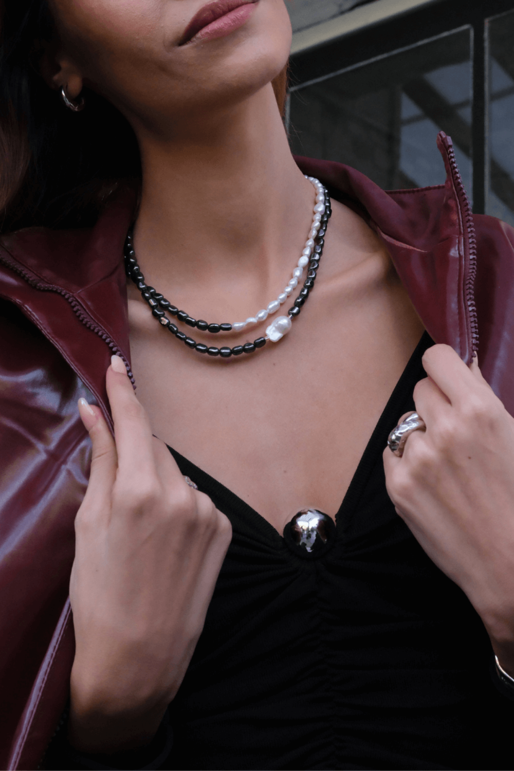 Linya Jewellery-Maori Siyah Beyaz İnci Kolye-Kolye-4-Milagron.com