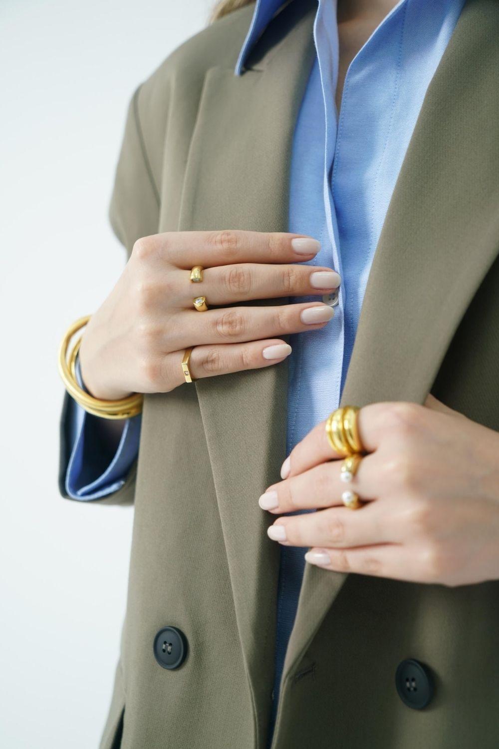 Linya Jewellery-Maya Serçe Parmak Yüzüğü Gold-Yüzük-3-Milagron.com