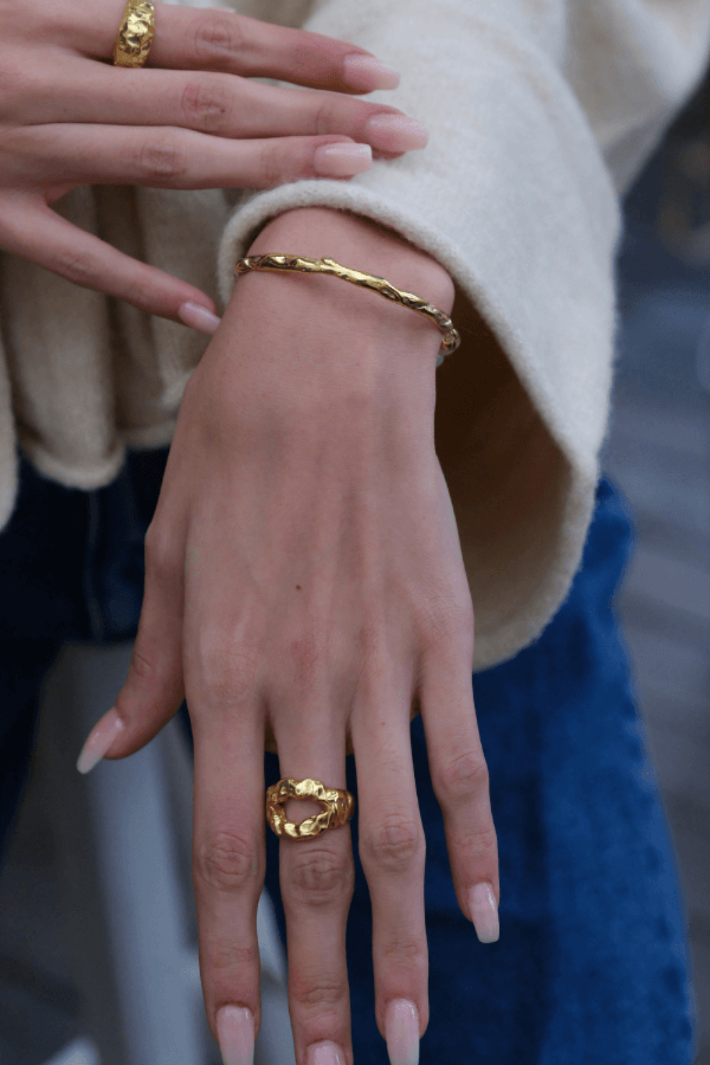 Linya Jewellery-Mazu Amorf Yüzük Gold-Yüzük-4-Milagron.com