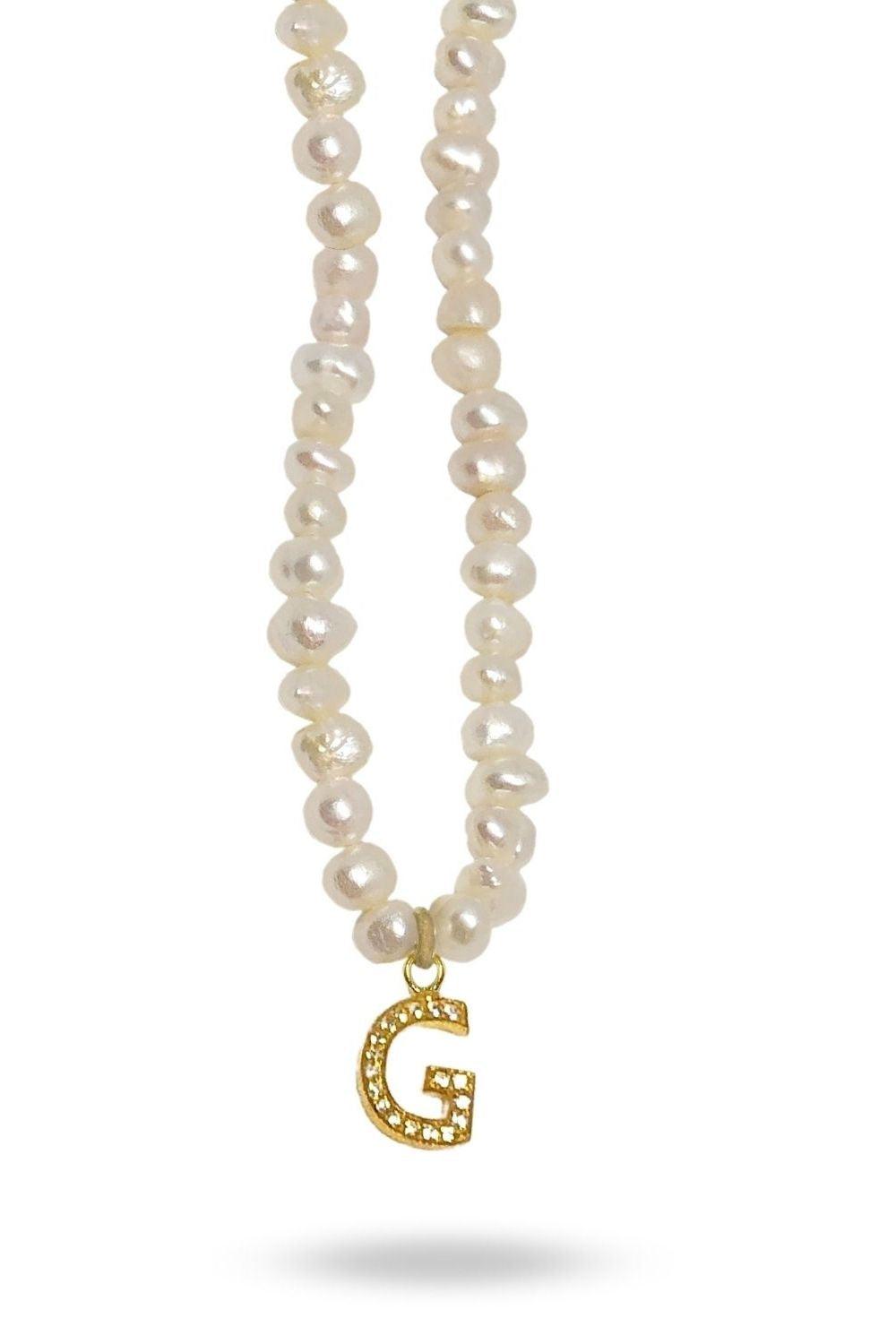 Linya Jewellery-Mono G Harfli İnci Kolye-Kolye-1-Milagron.com