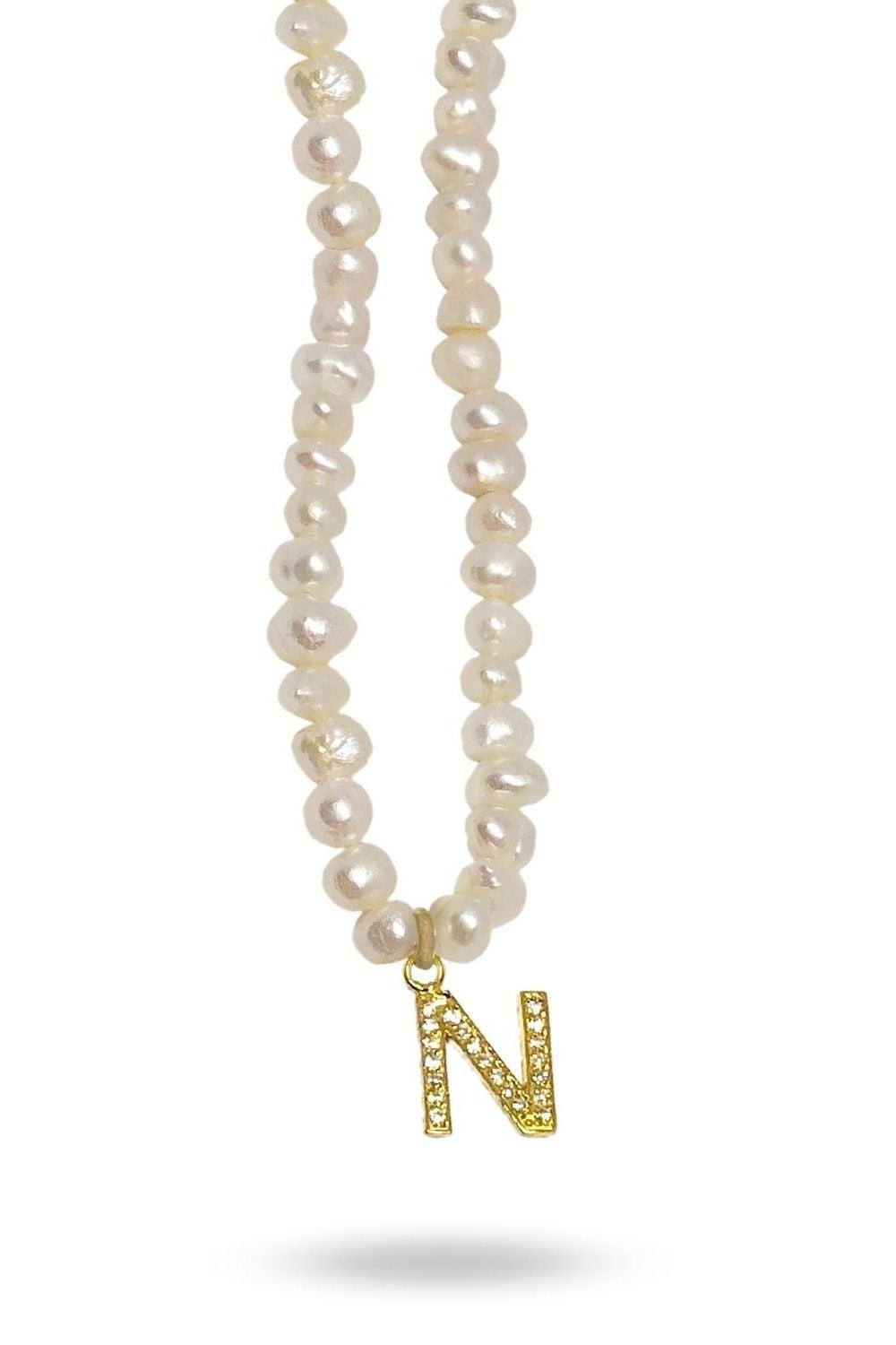 Linya Jewellery-Mono N Harfli İnci Kolye-Kolye-1-Milagron.com
