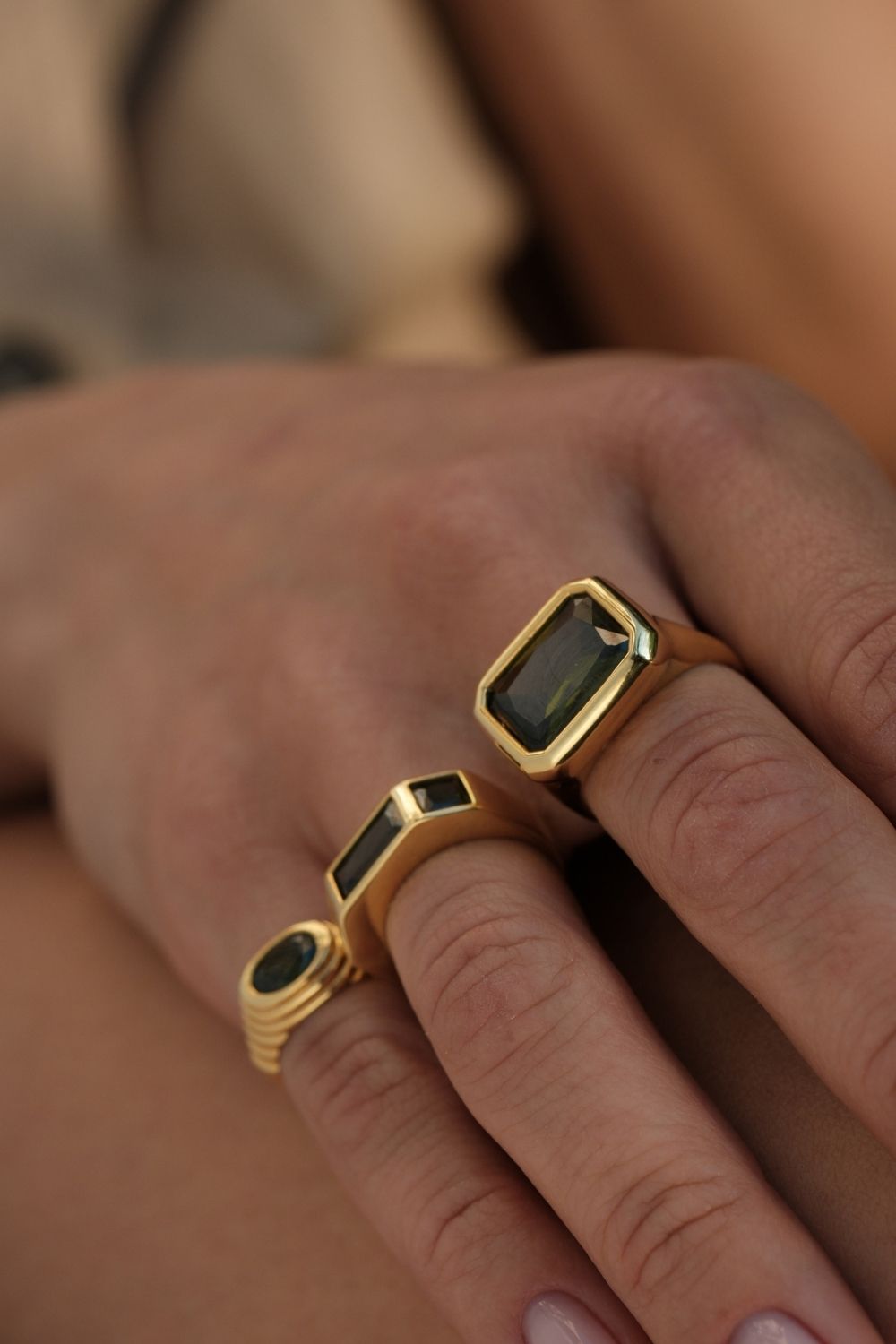 Nova BüYüK Haki YeşIli Kristal TaşLı YüZüK - 4