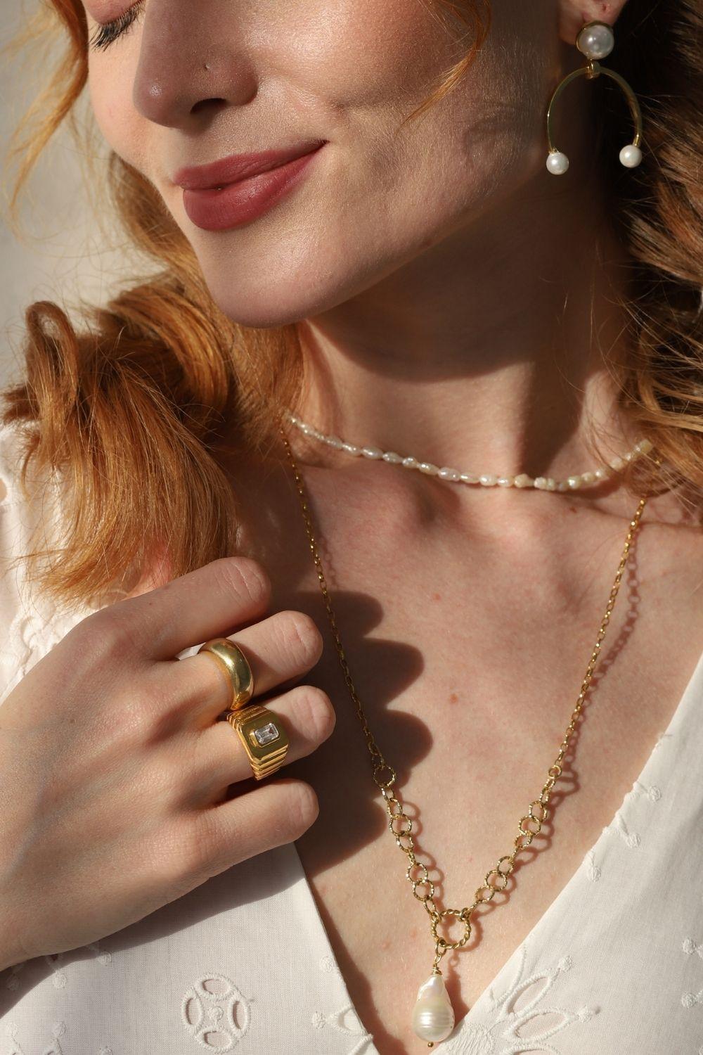 Linya Jewellery-Oktagon Beyaz Taşlı Yüzük-Yüzük-2-Milagron.com