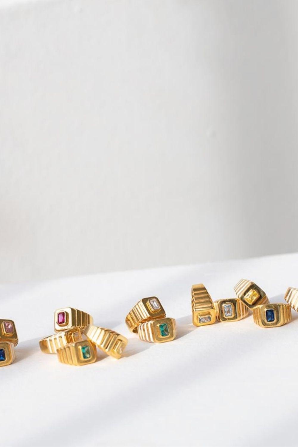 Linya Jewellery-Oktagon Pembe Taşlı Yüzük-Yüzük-2-Milagron.com