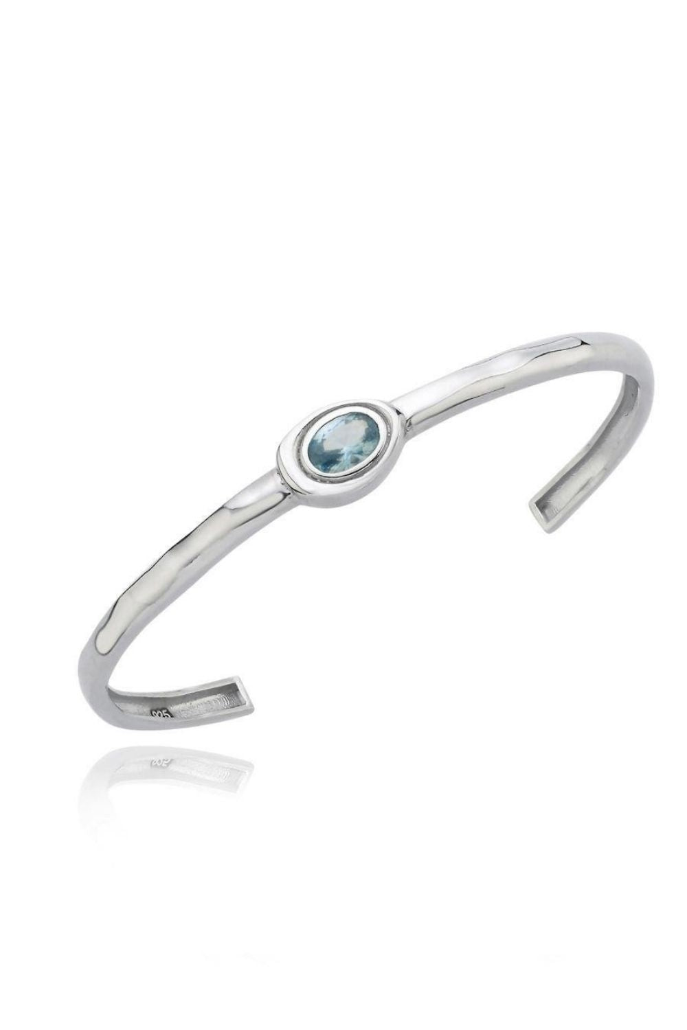 Linya Jewellery-Olivia Mavi Taşlı Kelepçe Gümüş-Bileklik-1-Milagron.com