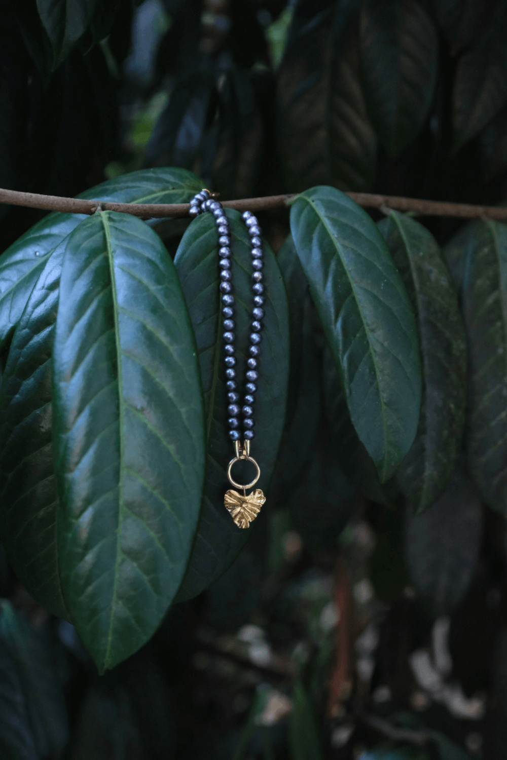 Linya Jewellery-Onos Siyah İncili Kalp Kolye-Kolye-6-Milagron.com