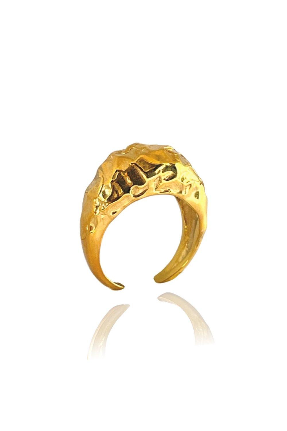 Linya Jewellery-Pary Amorf Parlak Gold Oval Yüzük-Yüzük-1-Milagron.com