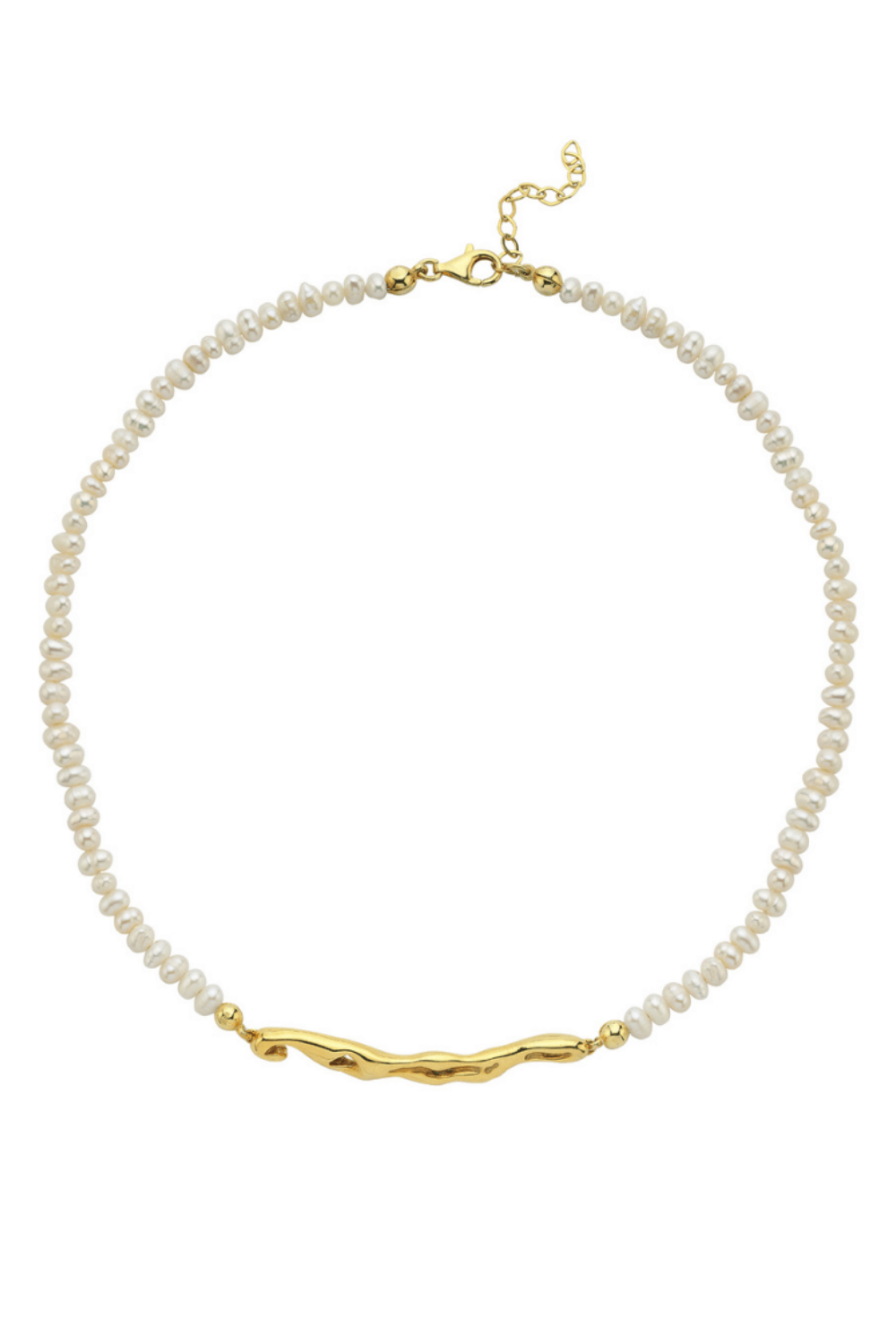 Linya Jewellery-Pontus Damla Yatay İnci Kolye Gold-Kolye-1-Milagron.com