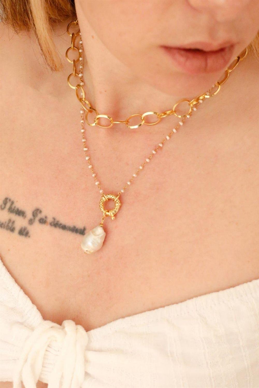 Linya Jewellery-Pretty İnci Zincir Kolye-Kolye-2-Milagron.com