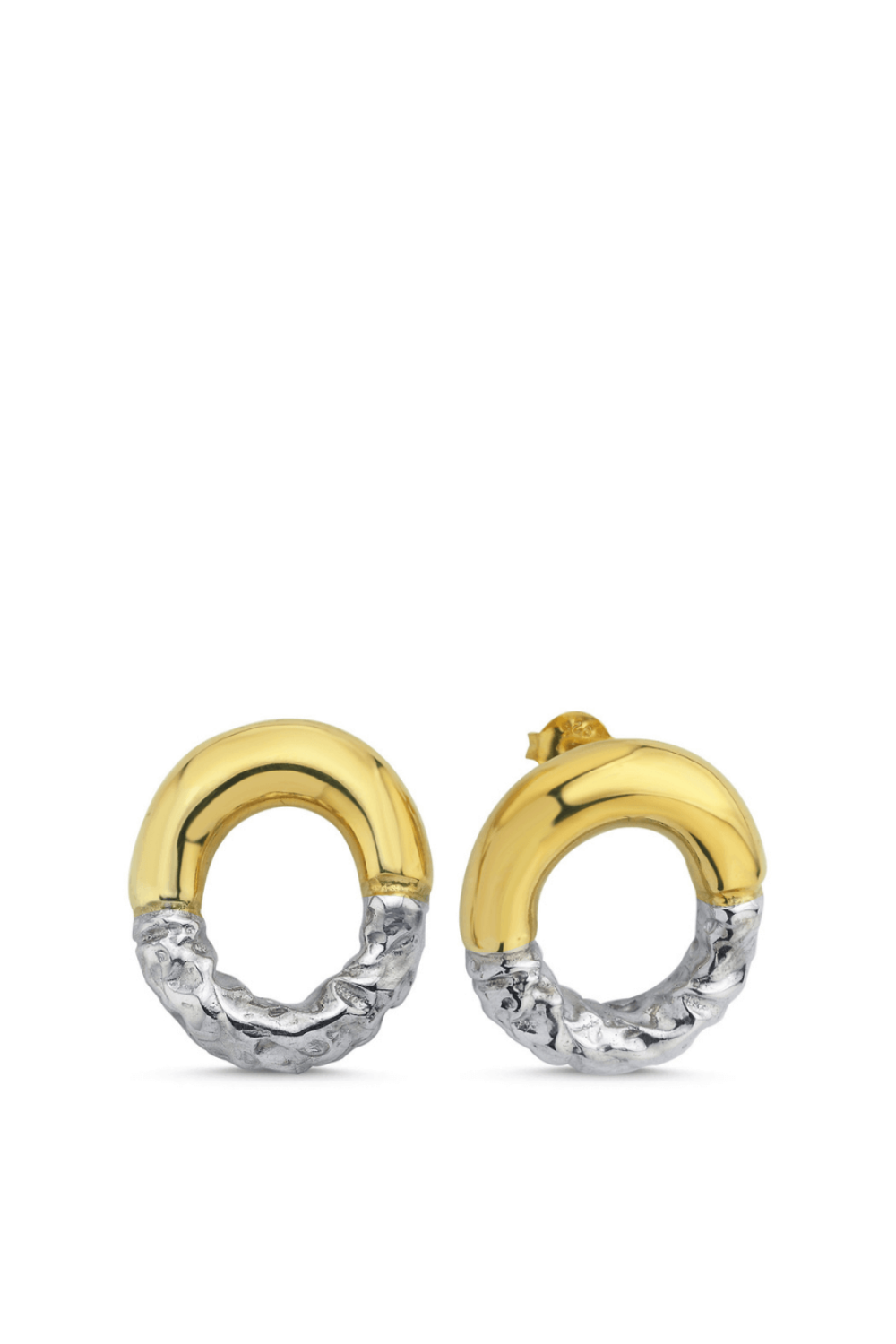 Linya Jewellery-Rety Çift Renk Oval Küpe-Küpe-1-Milagron.com