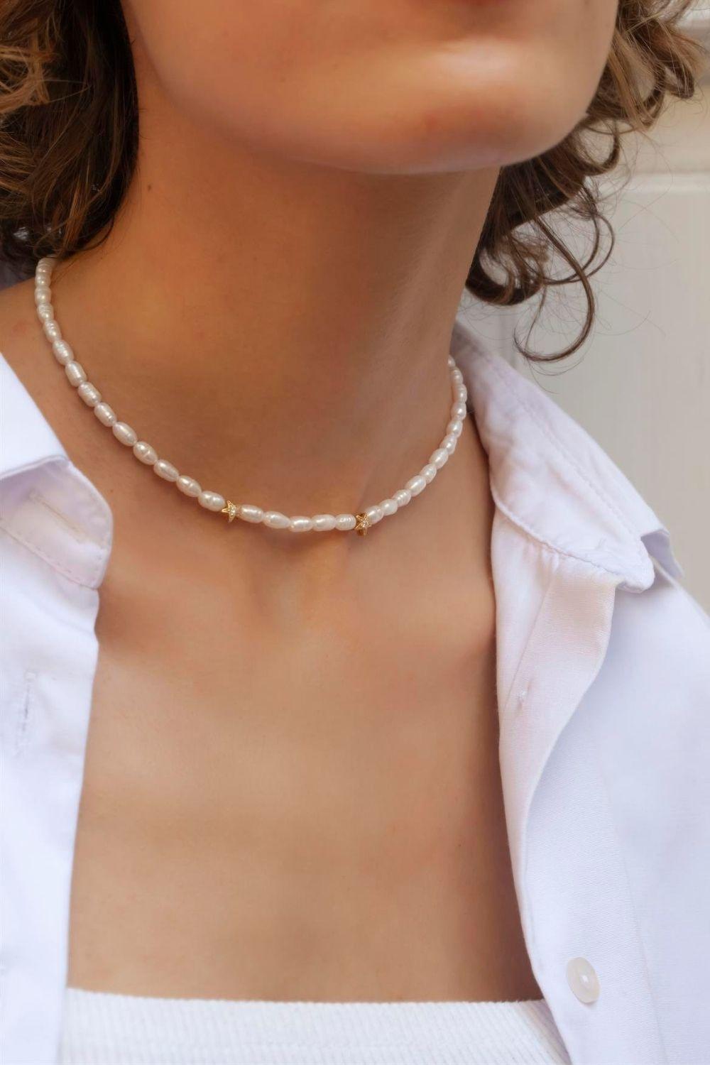 Linya Jewellery-Rometta Yıldızlı İnci Kolye-Kolye-2-Milagron.com
