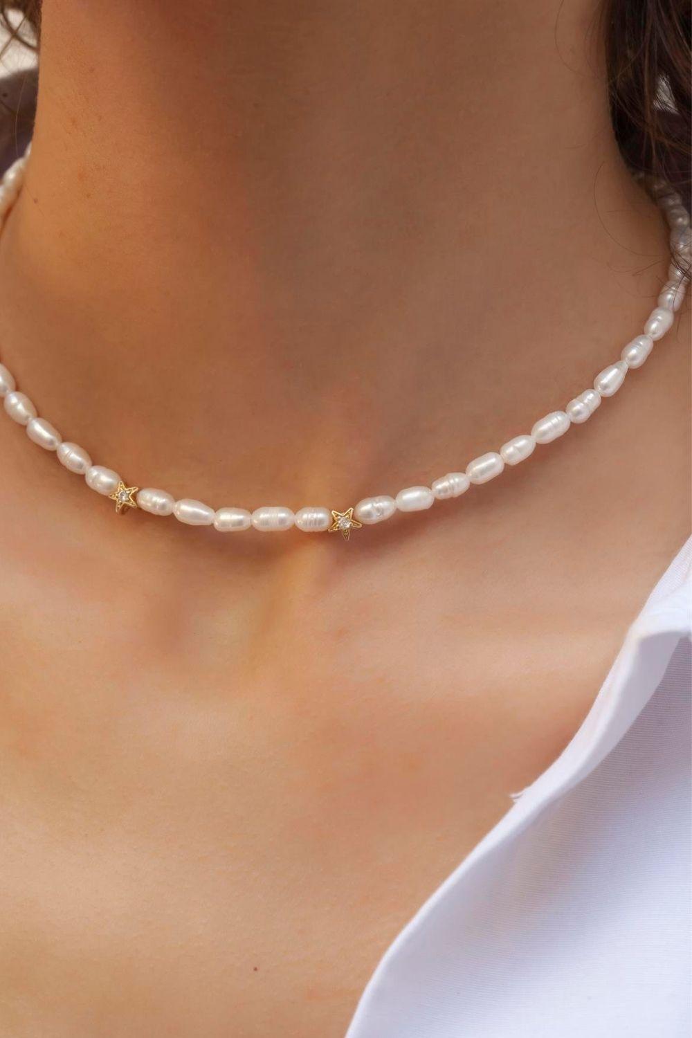 Linya Jewellery-Rometta Yıldızlı İnci Kolye-Kolye-3-Milagron.com