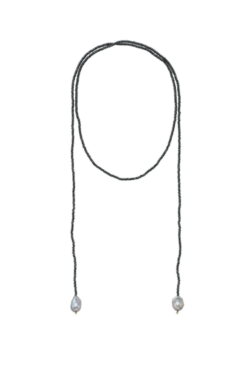 Linya Jewellery-Sedna Barok İncili Hematit Taşlı Uzun Kolye-Kolye-1-Milagron.com