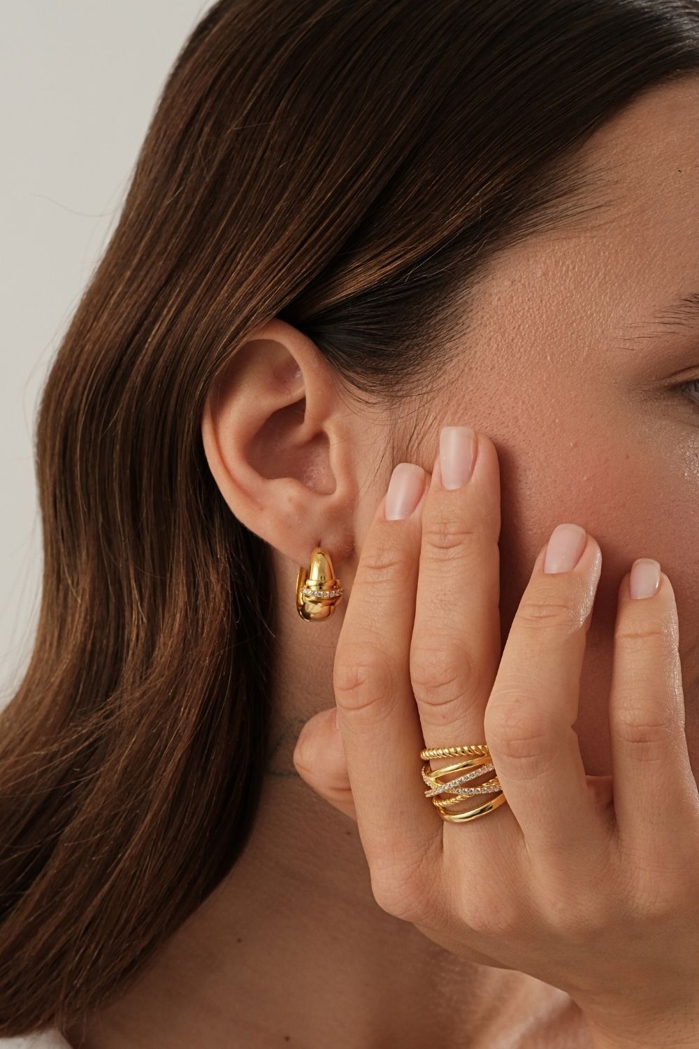 TaşLı Halka KüPe Gold - 2