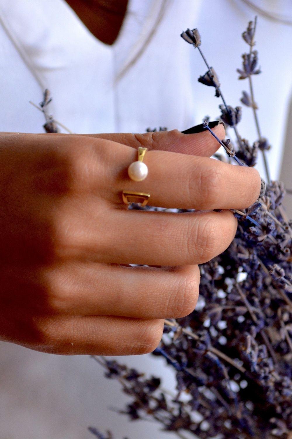 Linya Jewellery-Tek İnci Yüzük-Yüzük-3-Milagron.com