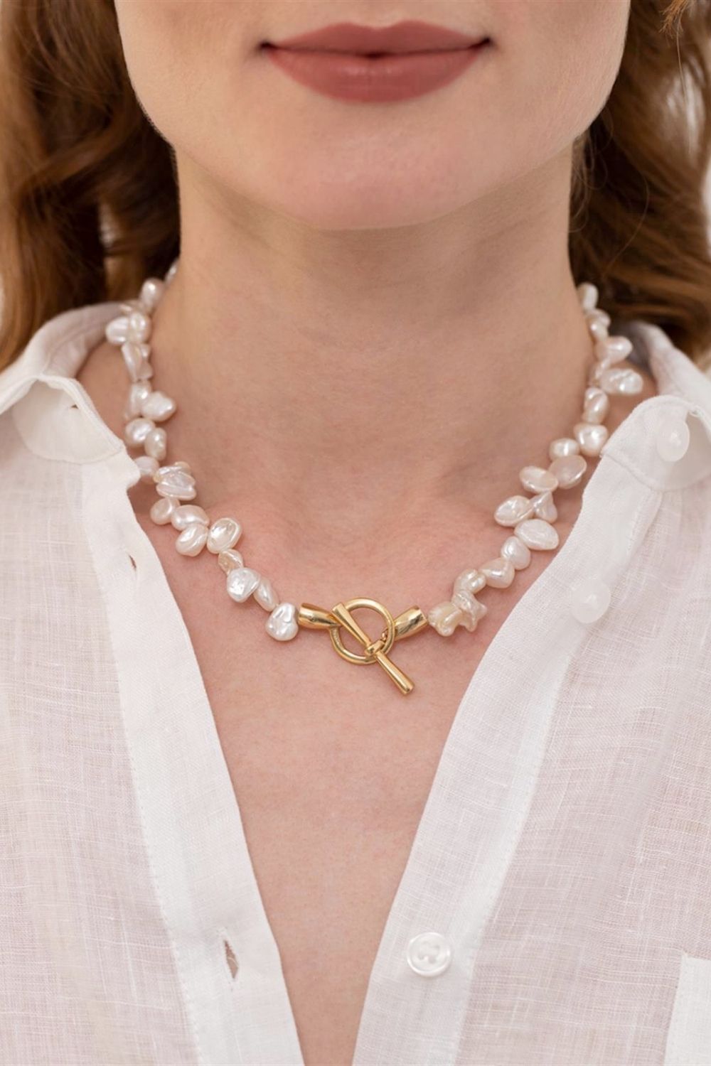 Linya Jewellery-Tety Asimetrik İnci Kolye-Kolye-3-Milagron.com