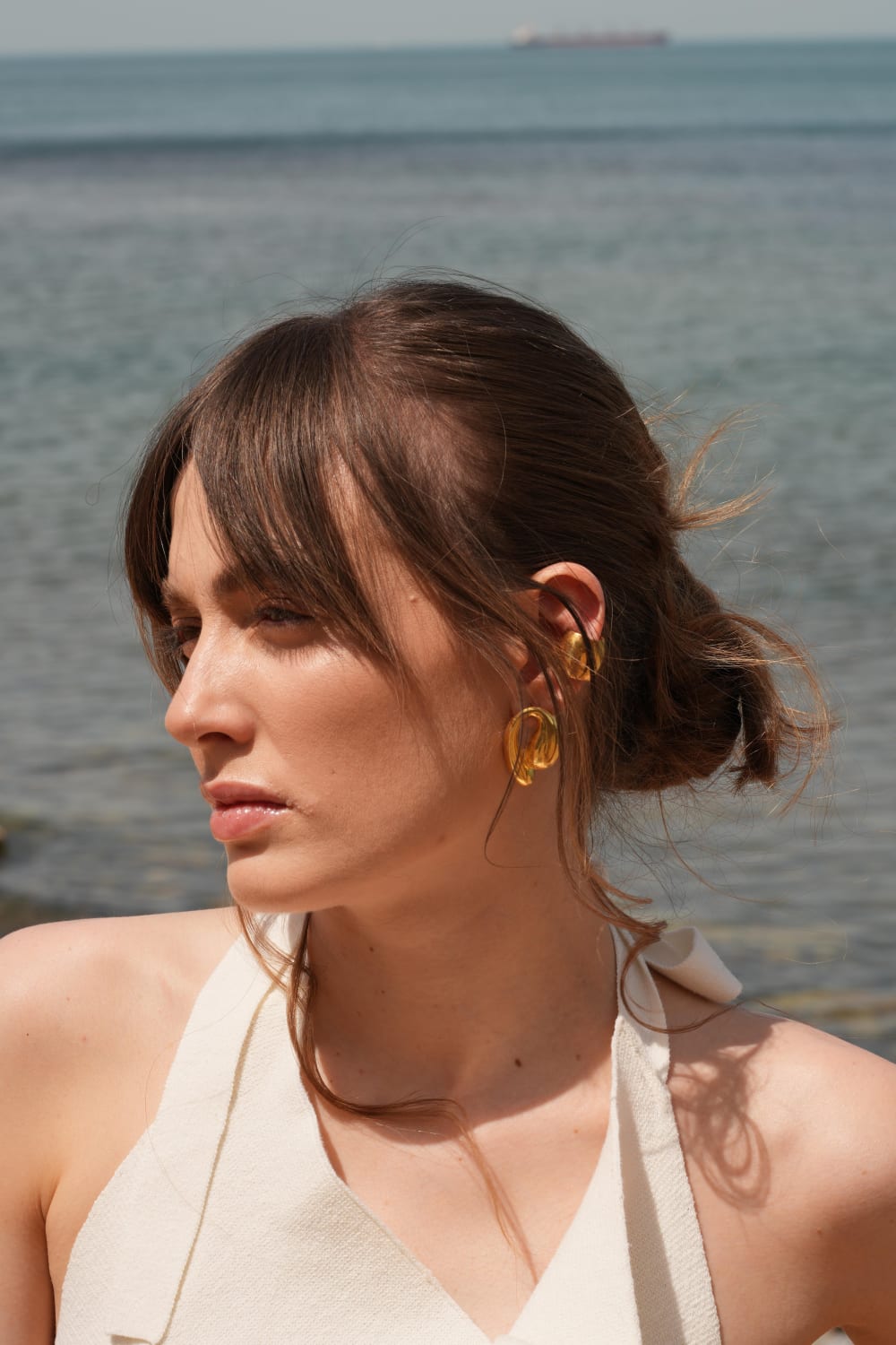 Linya Jewellery-Tina Büyük Midye Küpe-Küpe-2-Milagron.com