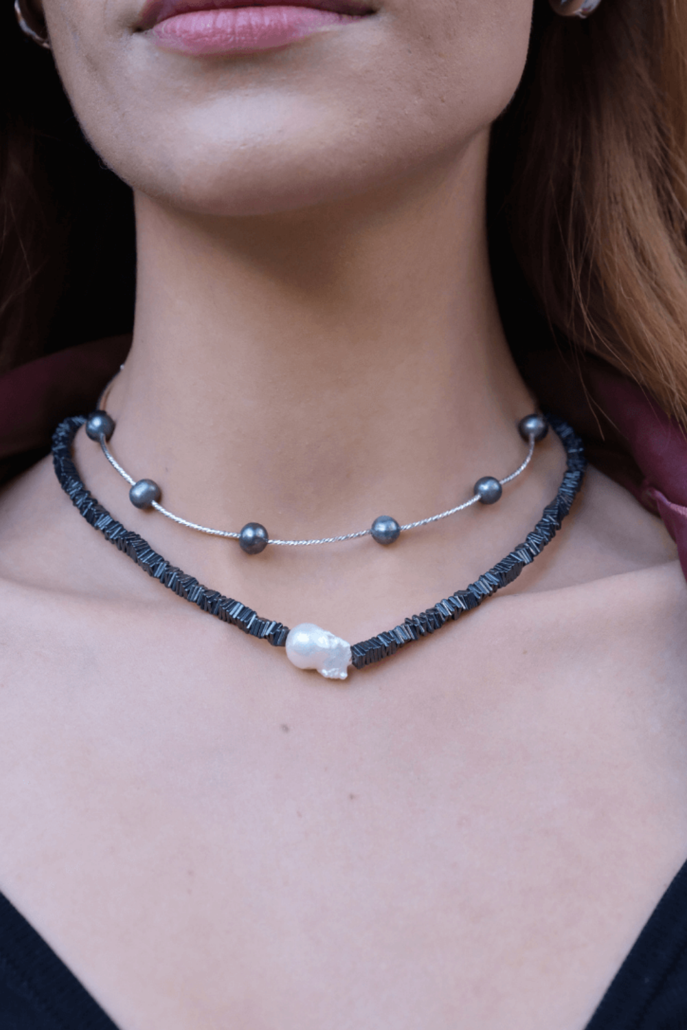 Linya Jewellery-Tohora Siyah İnci Choker-Kolye-4-Milagron.com