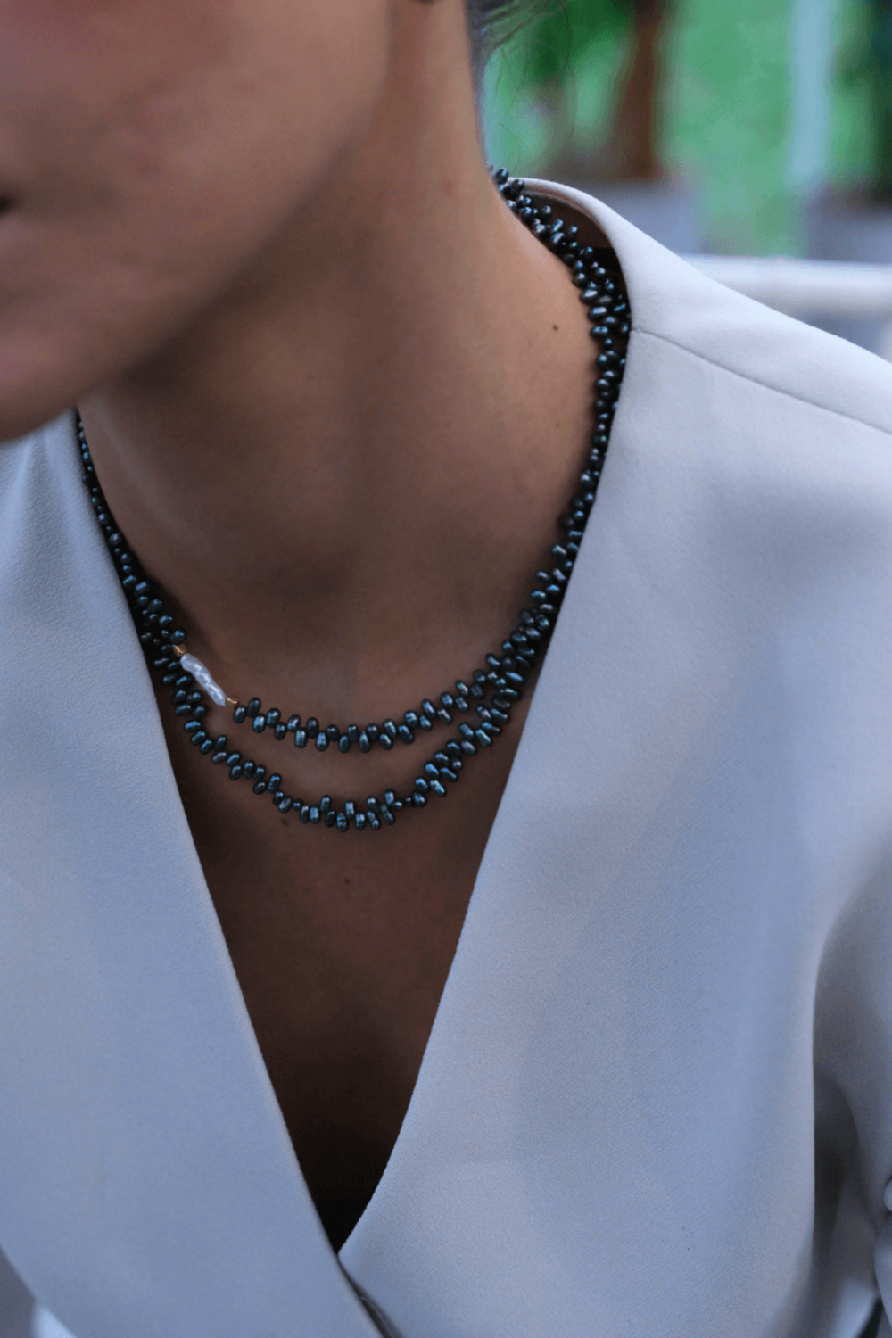 Linya Jewellery-Triton Asimetrik Siyah İnci Kolye-Kolye-2-Milagron.com