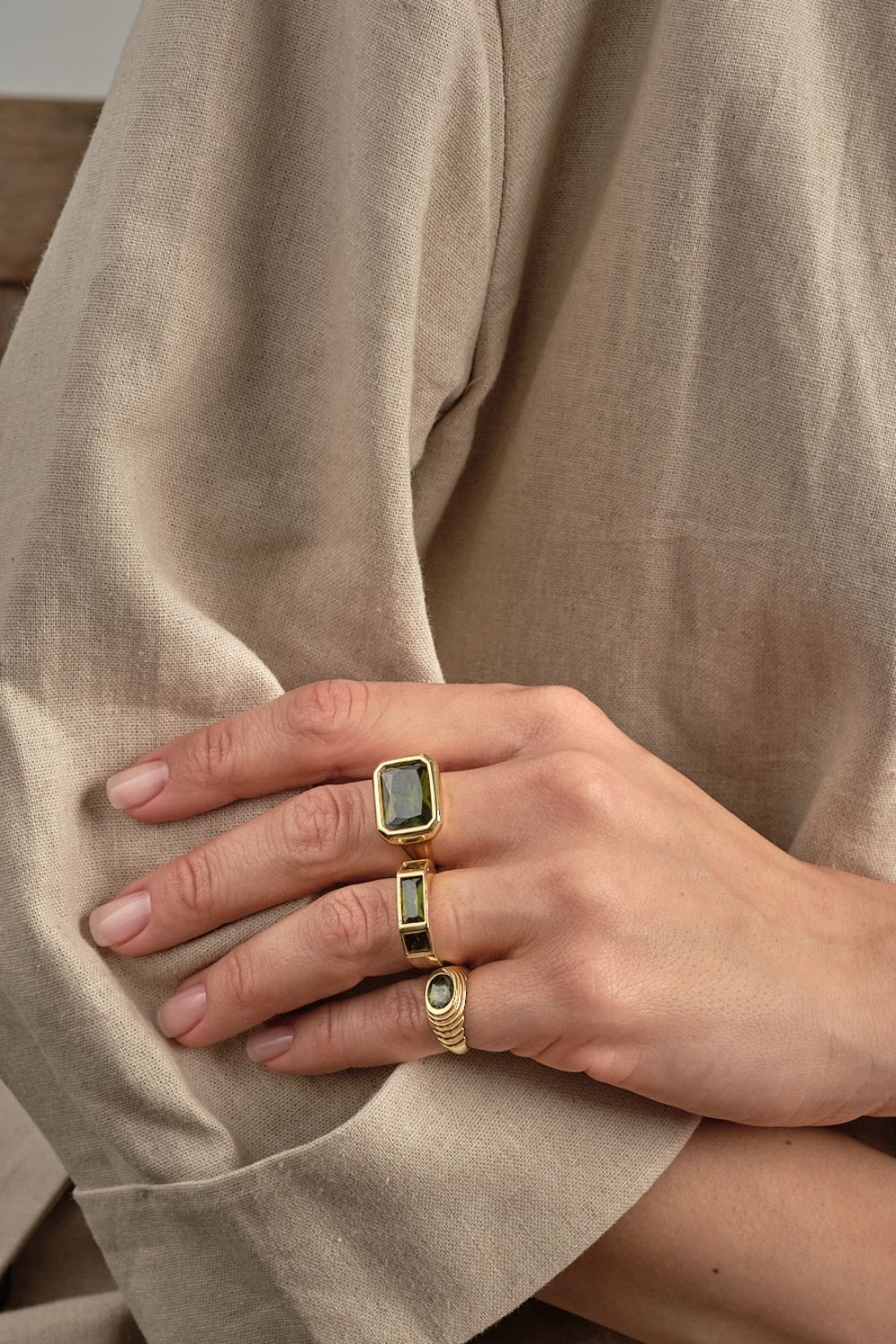 Vega Haki YeşIli Kristal TaşLı YüZüK - 2