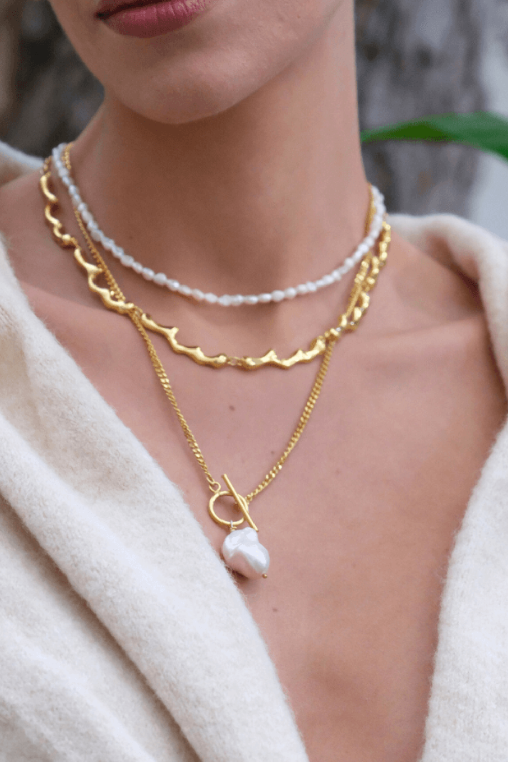 Linya Jewellery-Yao Barok İncili Zincir Kolye-Kolye-5-Milagron.com