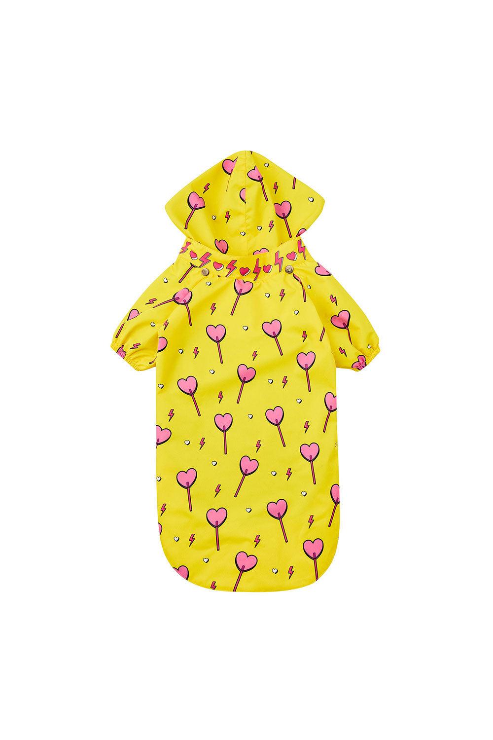 Little Monsters-Yellow Heart Candy Yağmurluk-Köpek-1-Milagron.com