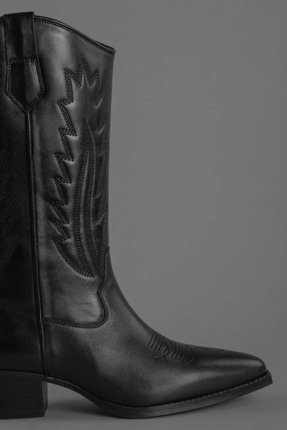 Loie-West Mas Siyah Deri Çizme-Çizme-5-Milagron.com