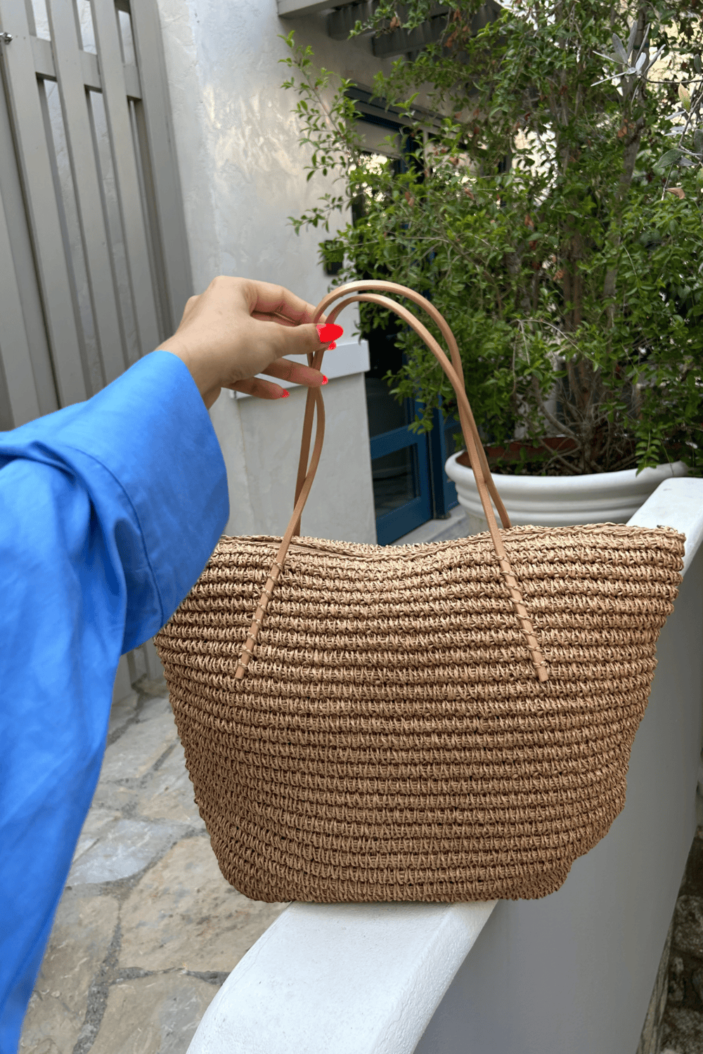 Loventa-Fermuarlı Hasır Çanta Camel Harmony-Omuz Çantası-2-Milagron.com