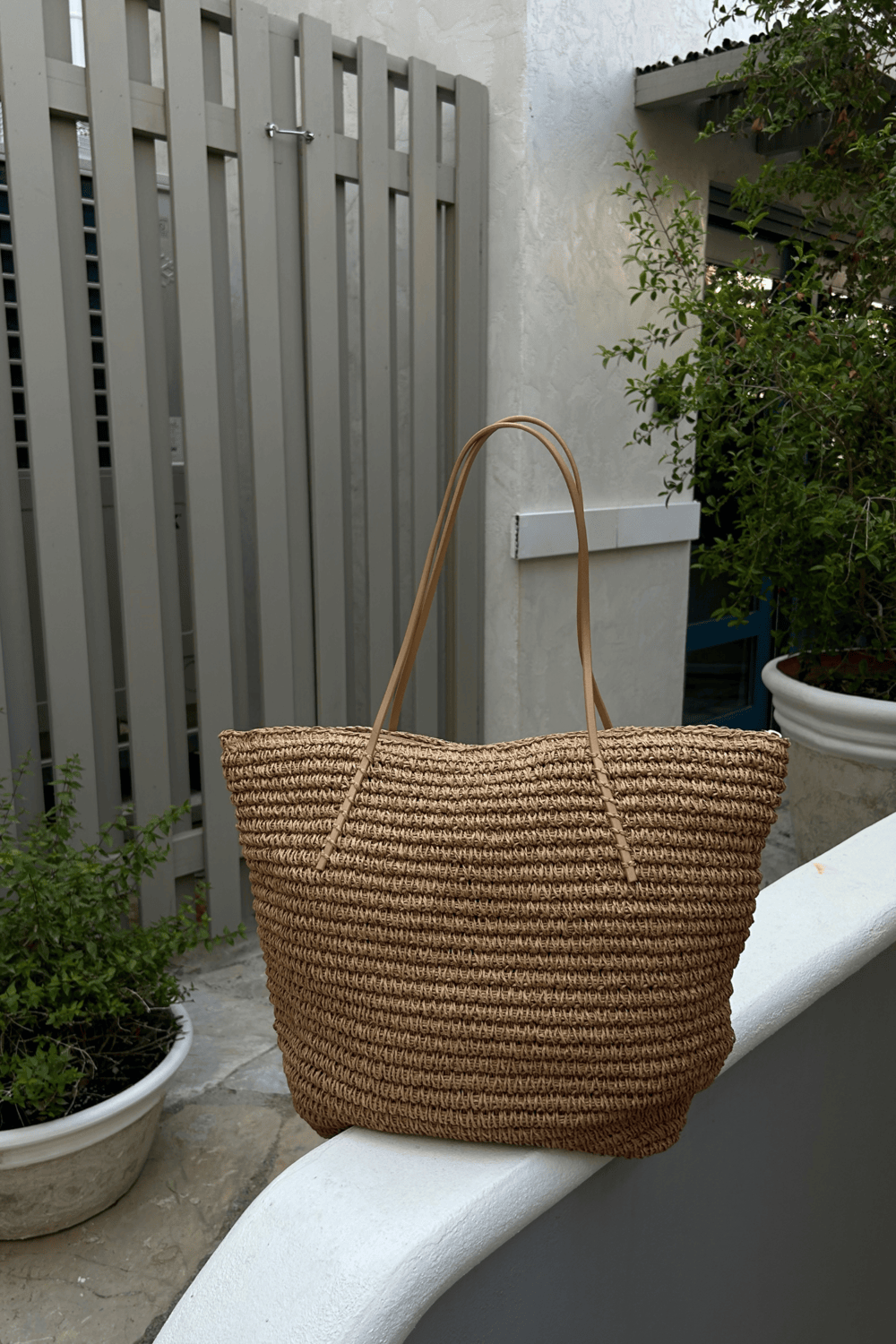 Loventa-Fermuarlı Hasır Çanta Camel Harmony-Omuz Çantası-3-Milagron.com