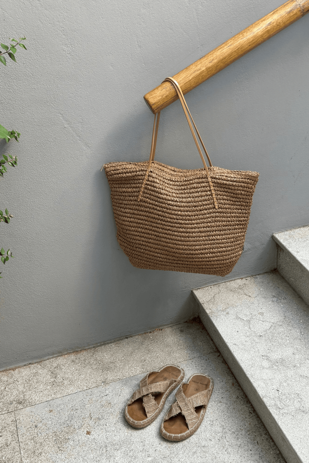 Loventa-Fermuarlı Hasır Çanta Camel Harmony-Omuz Çantası-5-Milagron.com