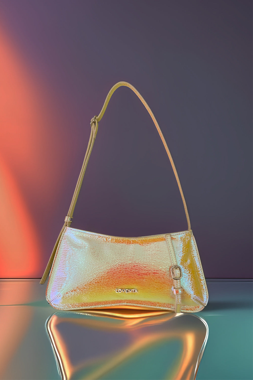 Loventa-Kemer Detaylı Omuz Çantası Holografik Sunset Eleanor-Omuz Çantası-1-Milagron.com