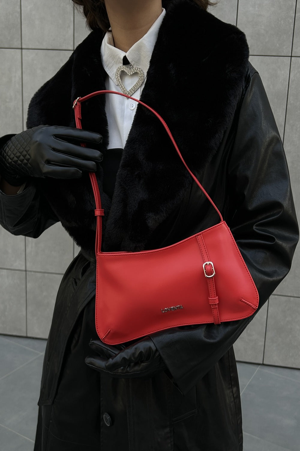 Loventa-Kemer Detaylı Omuz Çantası-Omuz Çantası-1-Milagron.com