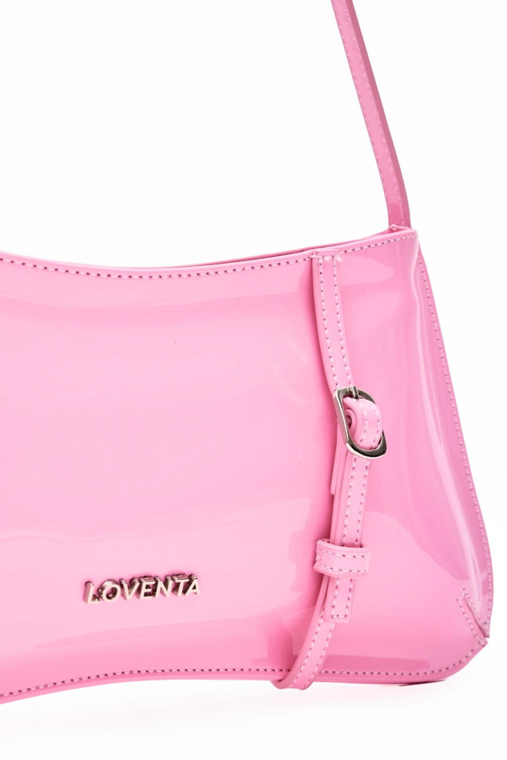 Loventa-Kemer Detaylı Omuz Çantası Rugan Pembe Eleanor-Omuz Çantası-5-Milagron.com