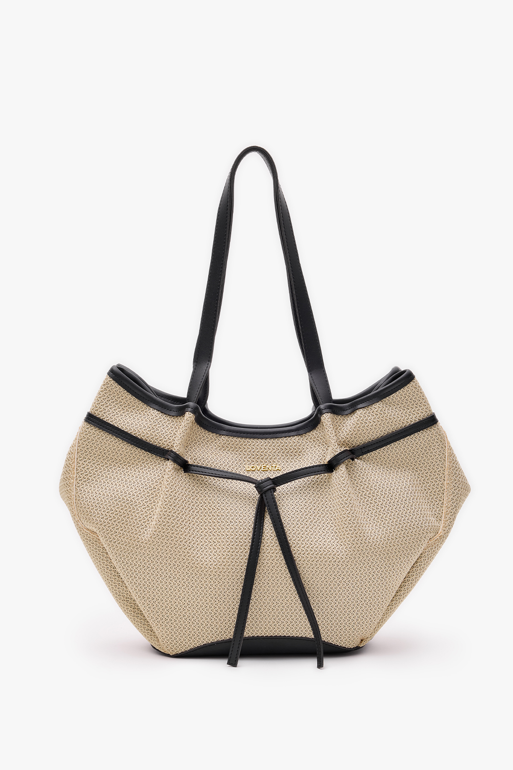 Loventa-Large Tote Bag Bej & Siyah Niesha Allure-Omuz Çantası-5-Milagron.com