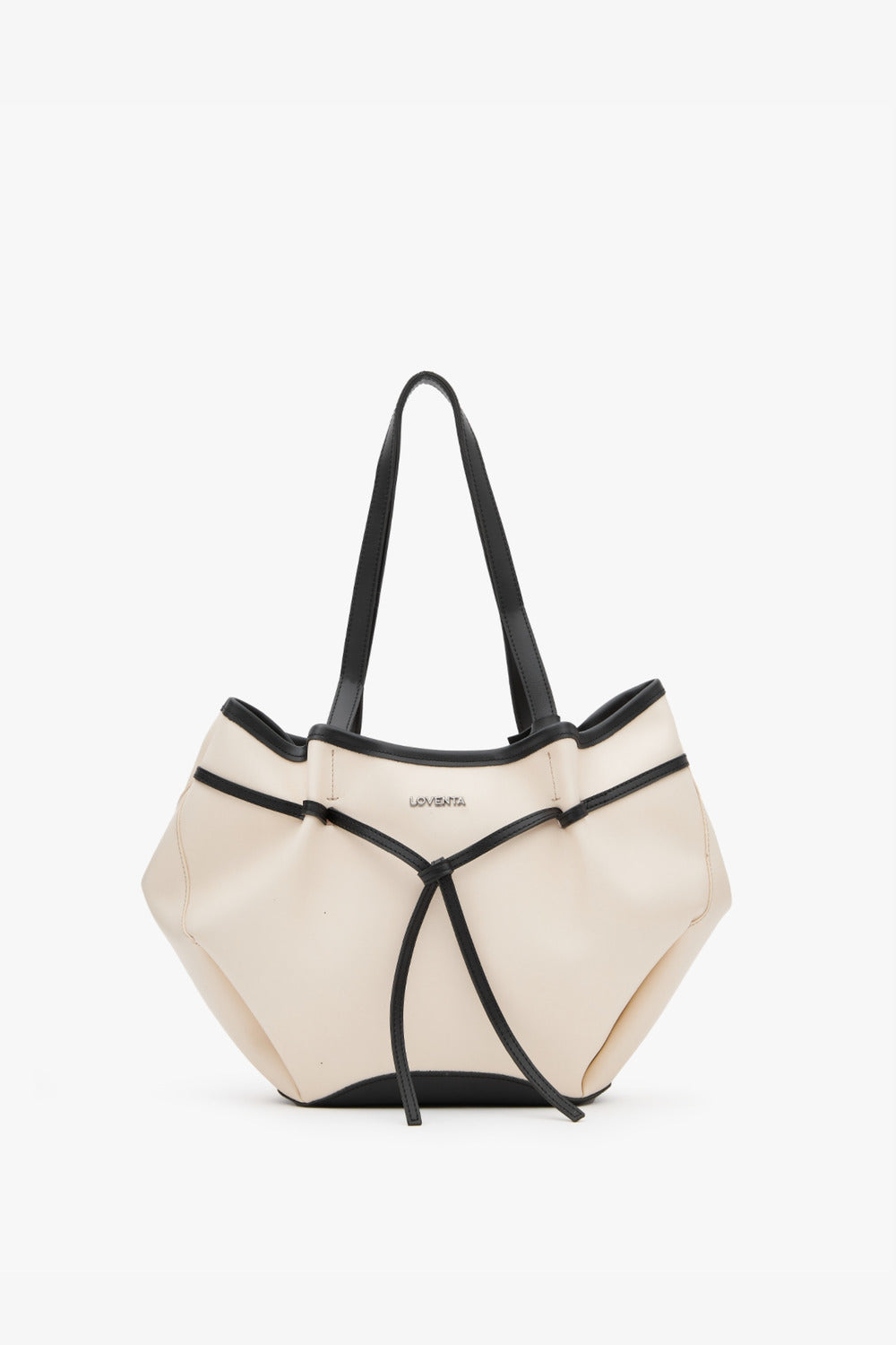 Loventa-Large Tote Bag Bej & Siyah Niesha-Omuz Çantası-5-Milagron.com