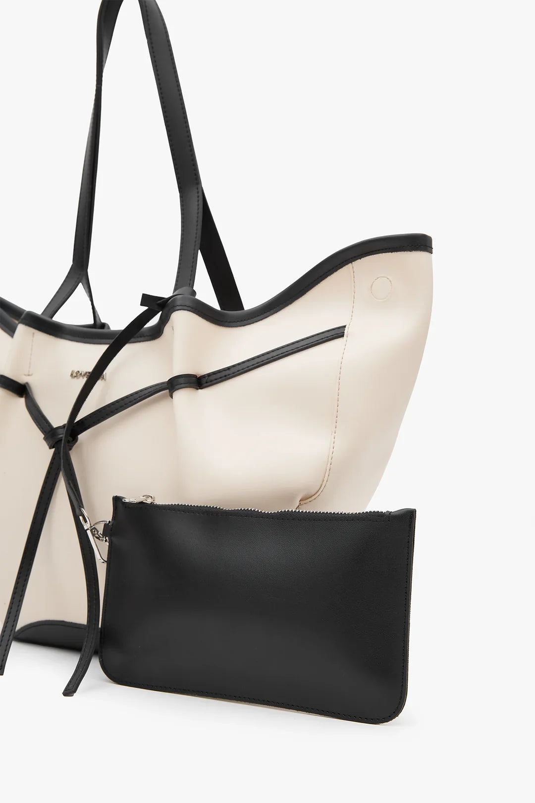 Loventa-Large Tote Bag Bej & Siyah Niesha-Omuz Çantası-6-Milagron.com