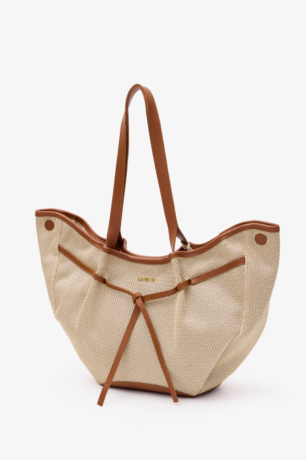 Loventa-Large Tote Bag Bej & Taba Niesha Allure-Omuz Çantası-2-Milagron.com