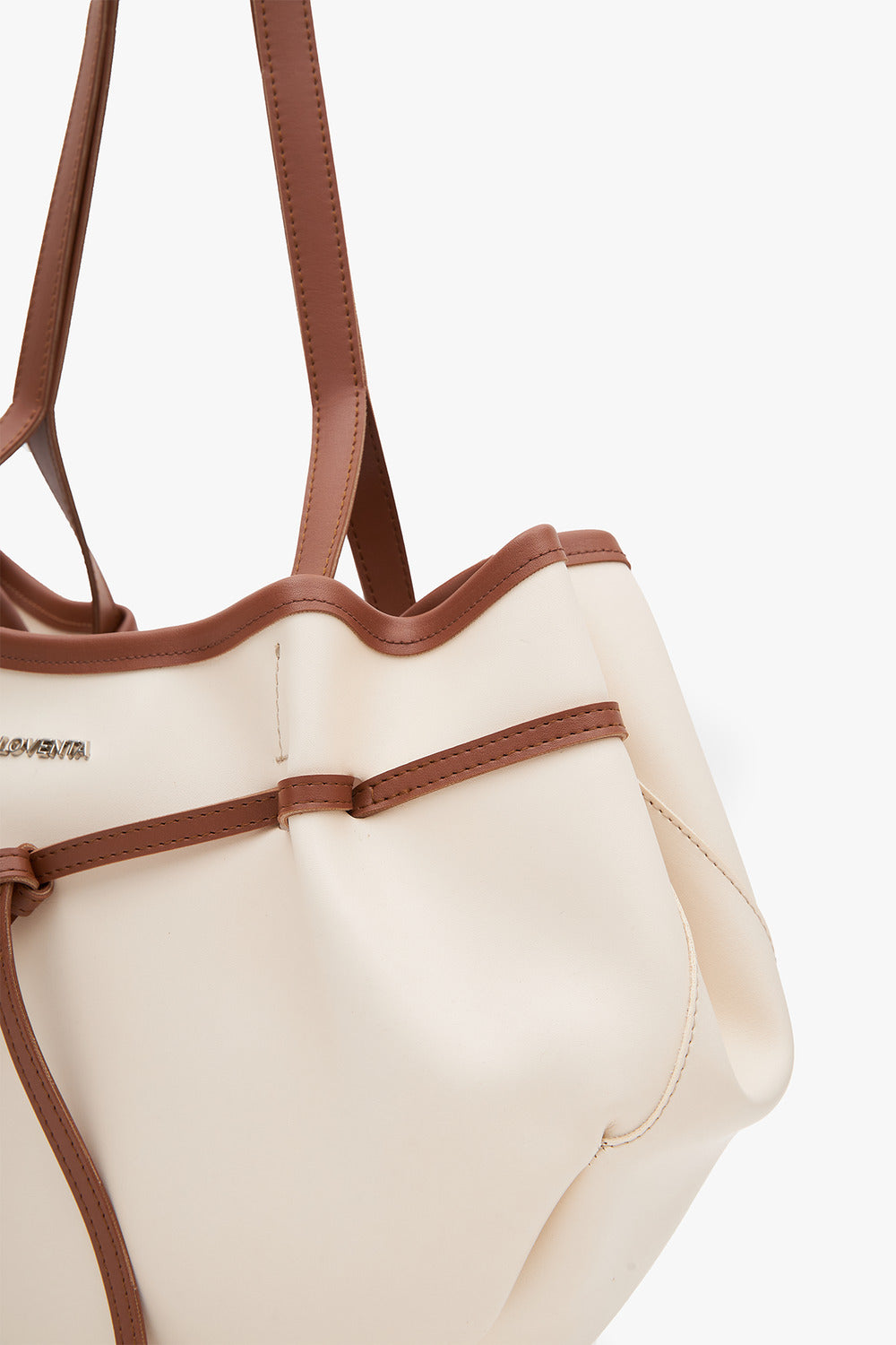 Loventa-Large Tote Bag Bej & Taba Ni̇esha-Omuz Çantası-6-Milagron.com