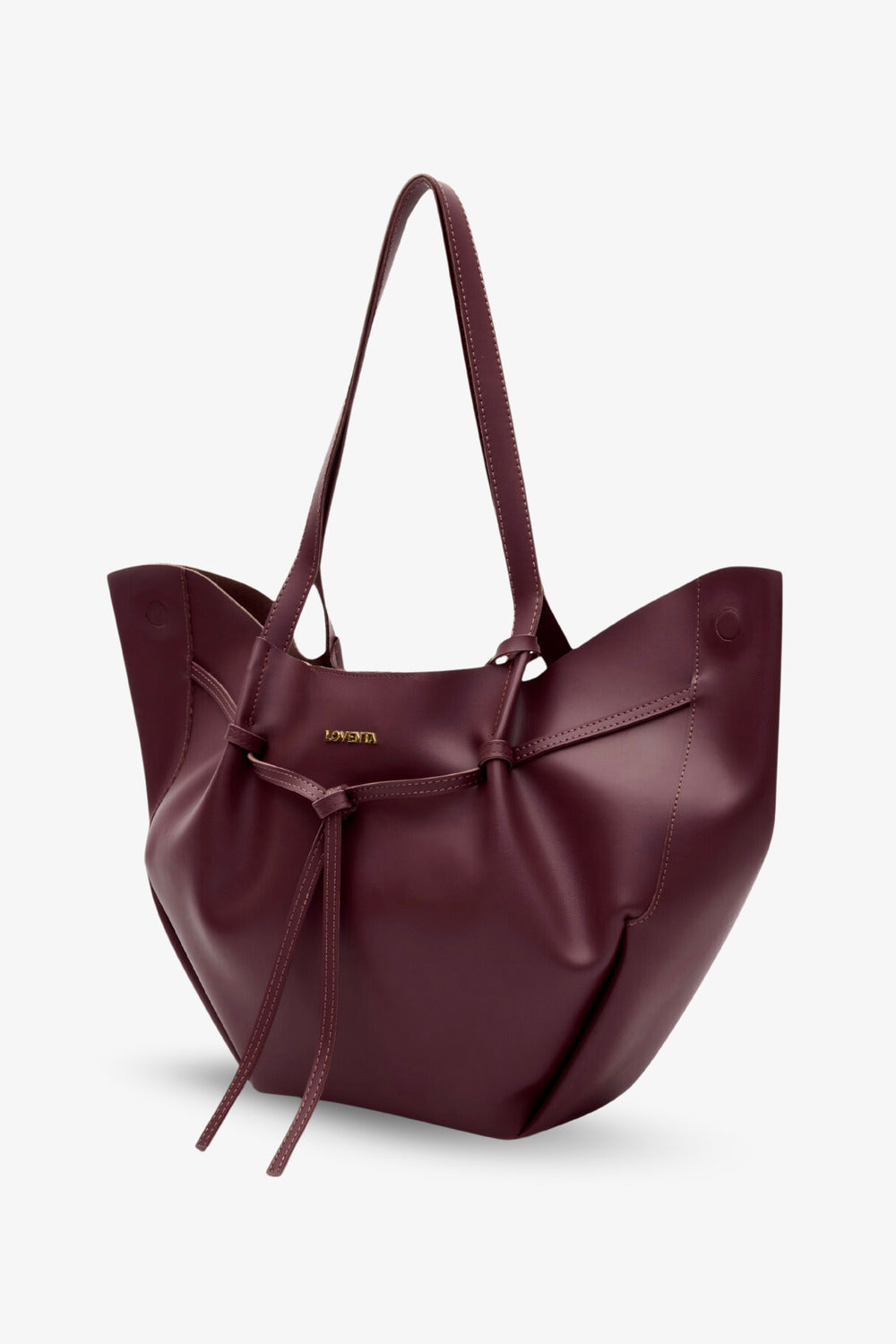 Loventa-Large Tote Bag Bordo Niesha-Omuz Çantası-2-Milagron.com