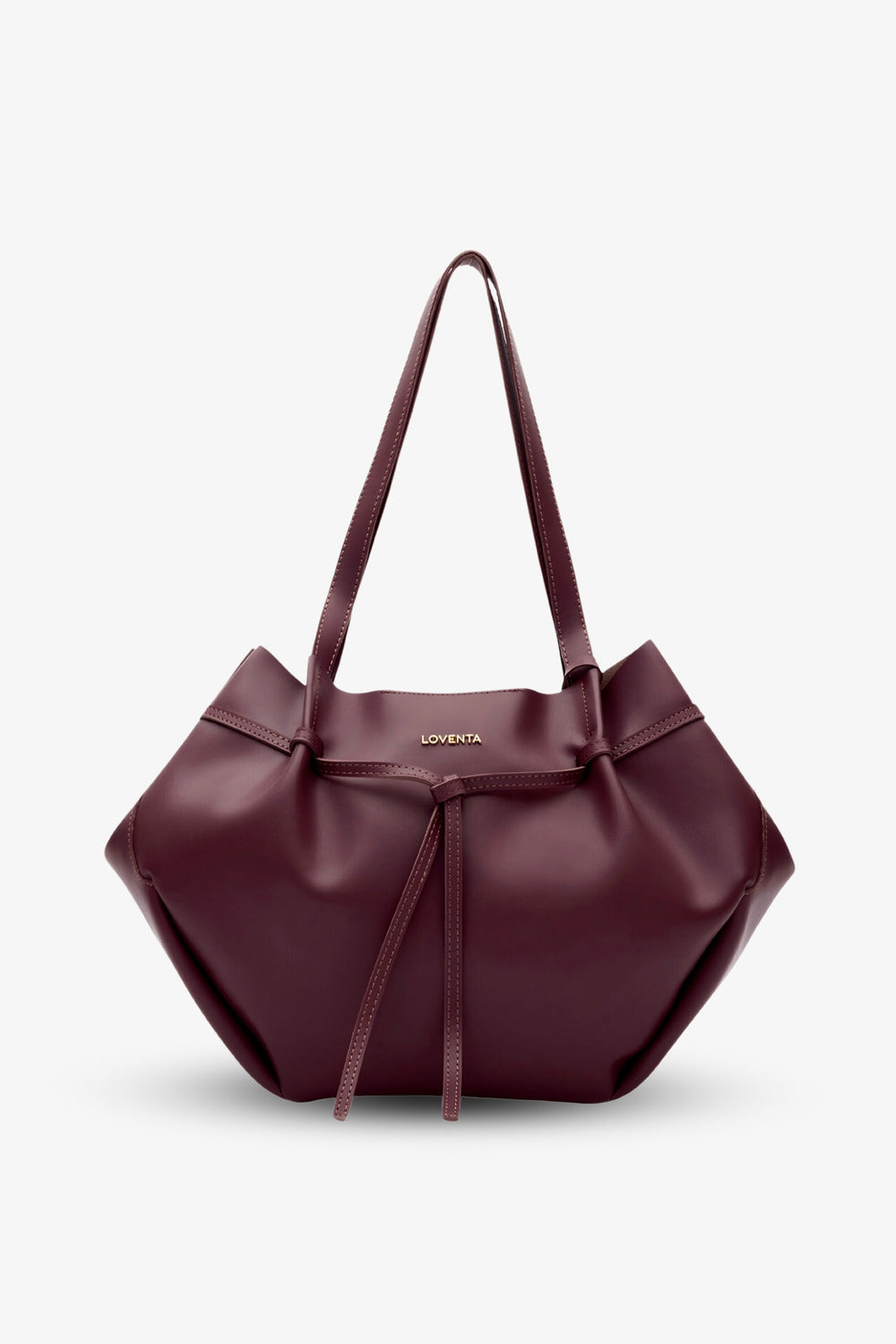 Loventa-Large Tote Bag Bordo Niesha-Omuz Çantası-4-Milagron.com