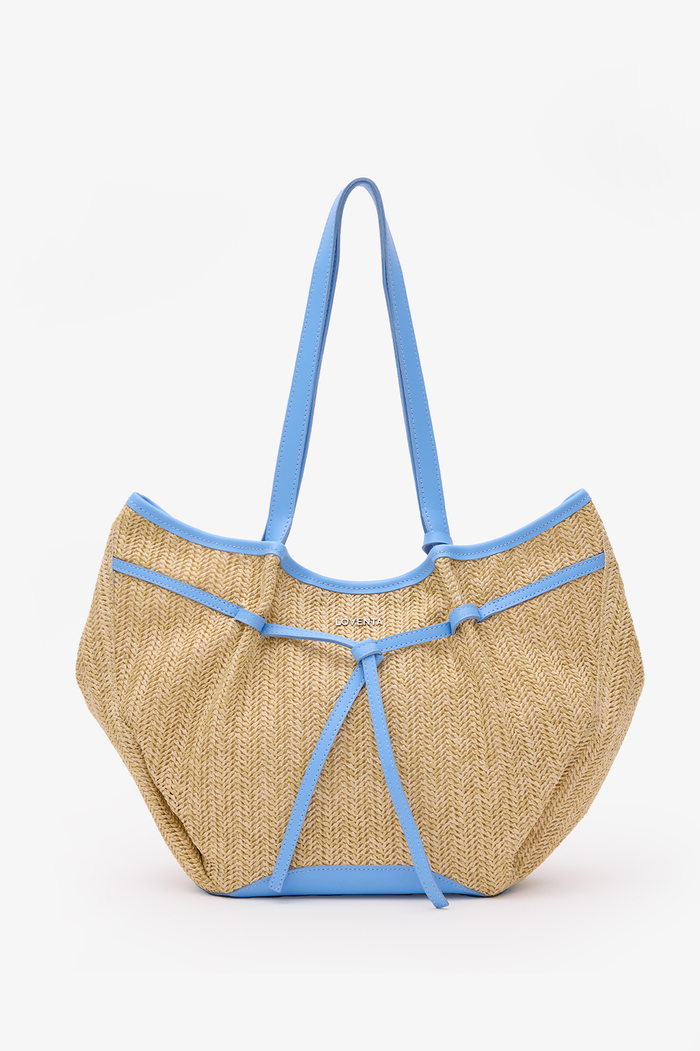 Loventa-Large Tote Bag Hasır & Mavi Niesha Allure Mer-Omuz Çantası-3-Milagron.com