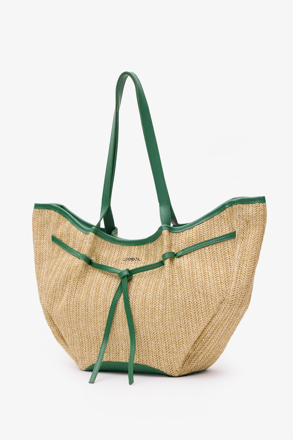 Loventa-Large Tote Bag Hasır & Yeşil Niesha Allure Mer-Omuz Çantası-2-Milagron.com